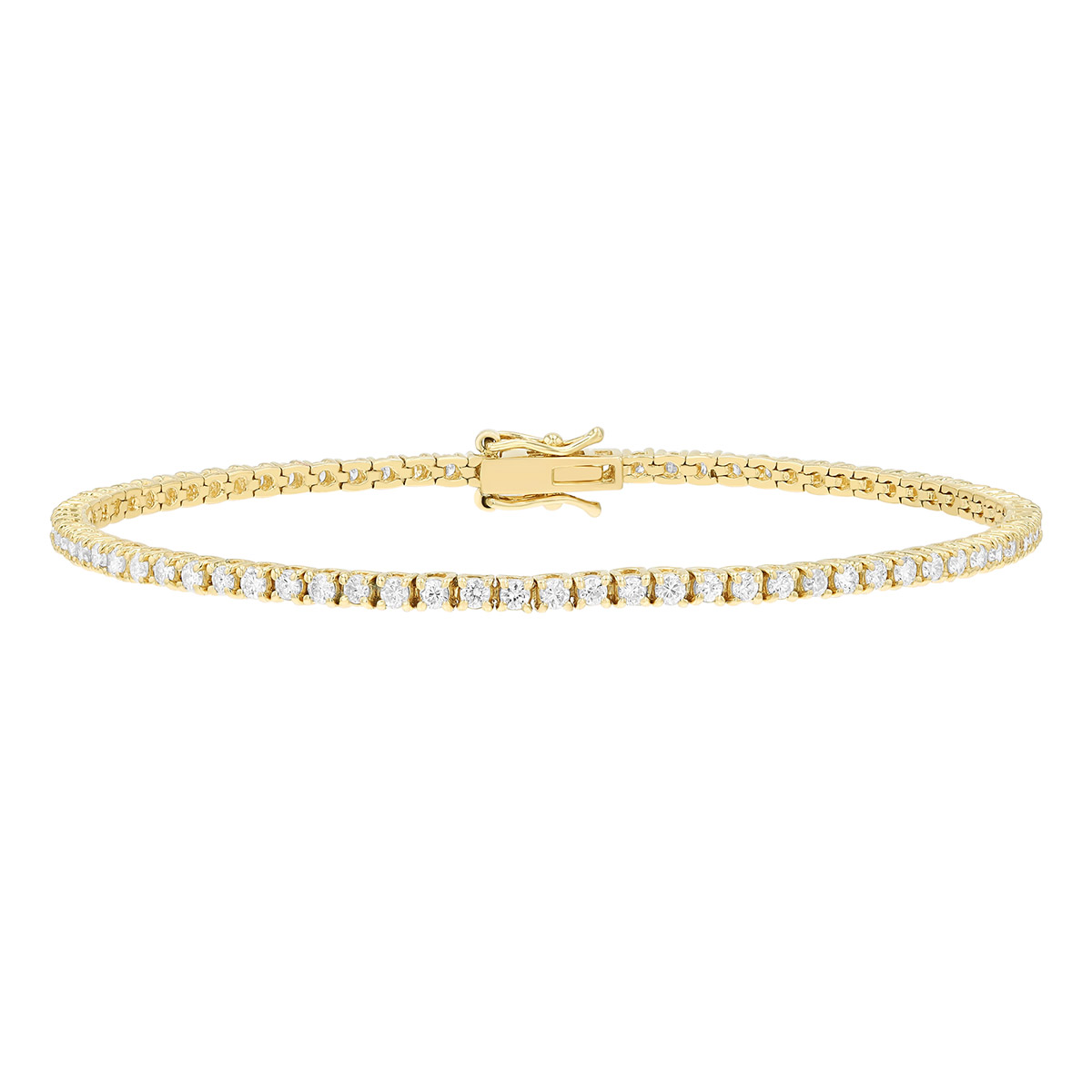 Round Diamond 4 Prong Tennis Bracelet in Yellow Gold, 7