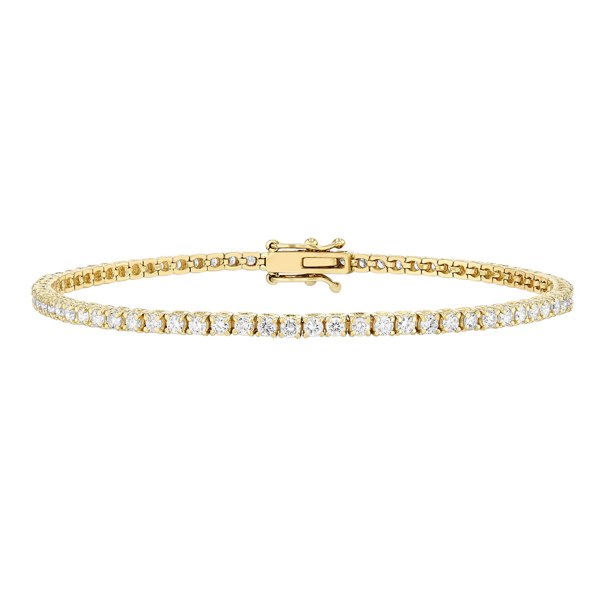 Round Diamond 4 Prong Tennis Bracelet in Yellow Gold, 7