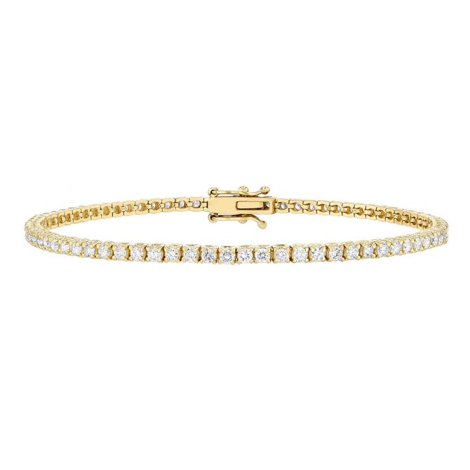 Round Diamond 4 Prong Tennis Bracelet in Yellow Gold, 7", 2.00 cttw
