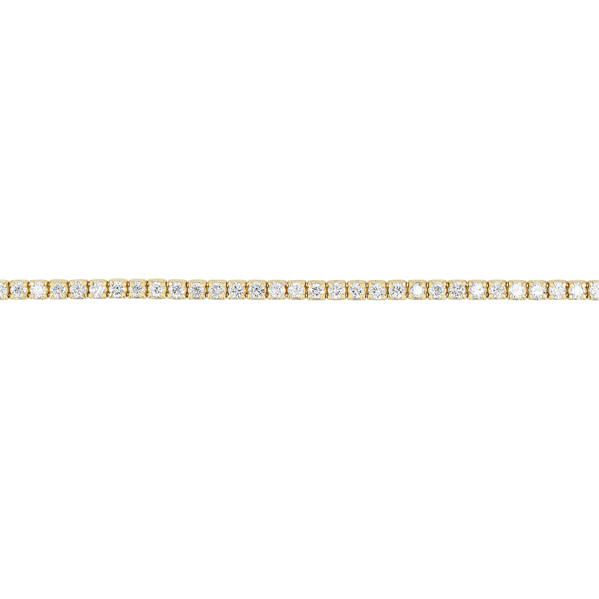 Round Diamond 4 Prong Tennis Bracelet in Yellow Gold, 7