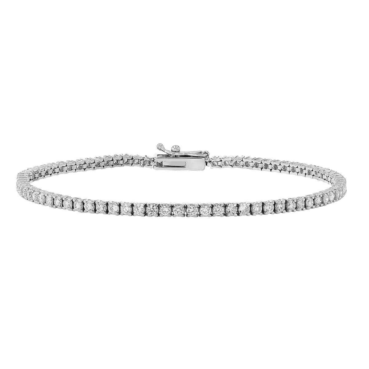 Diamond 4 Prong Tennis Bracelet in White Gold, 1.90 cttw