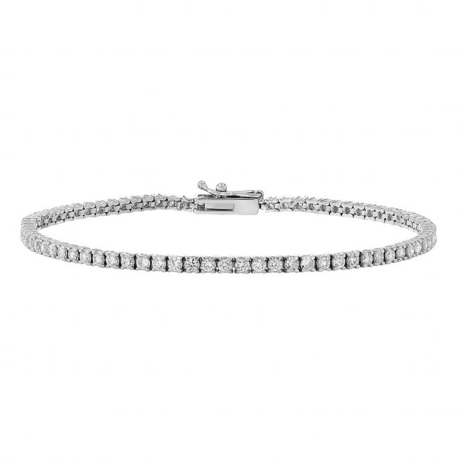 Diamond 4 Prong Tennis Bracelet in White Gold, 1.90 cttw