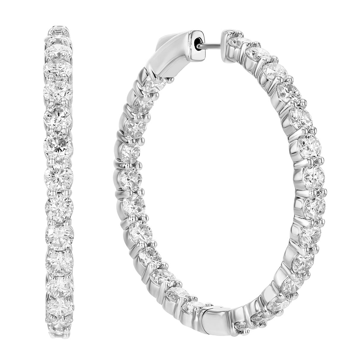 Diamond Inside Out Hoop Earrings in White Gold, 10.00 cttw