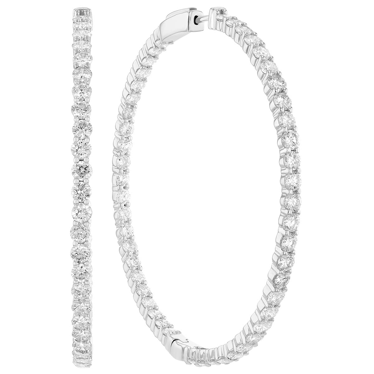 Diamond Inside Out Hoop Earrings in White Gold, 7.00 cttw