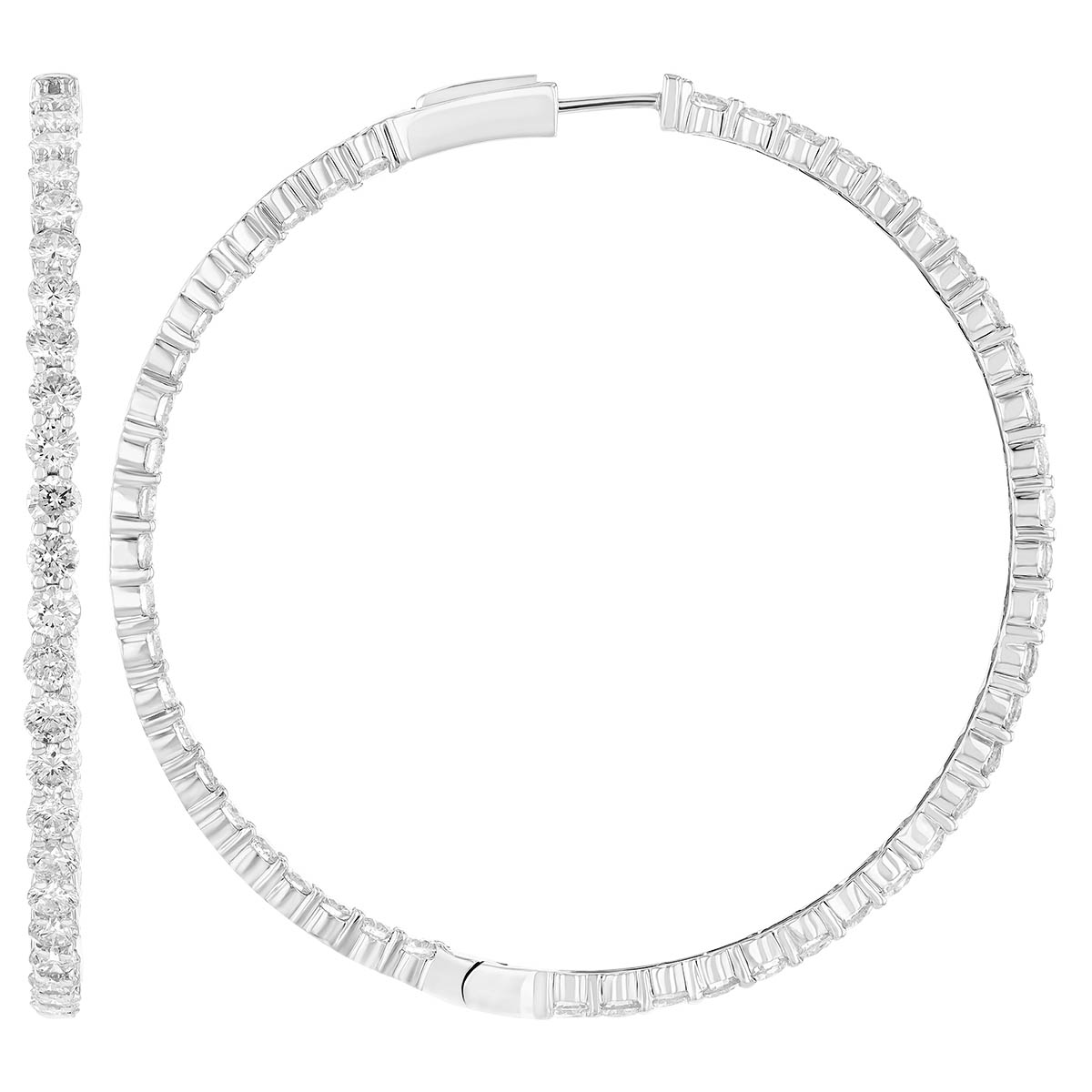 Diamond Inside Out Hoop Earrings in White Gold, 7.00 cttw