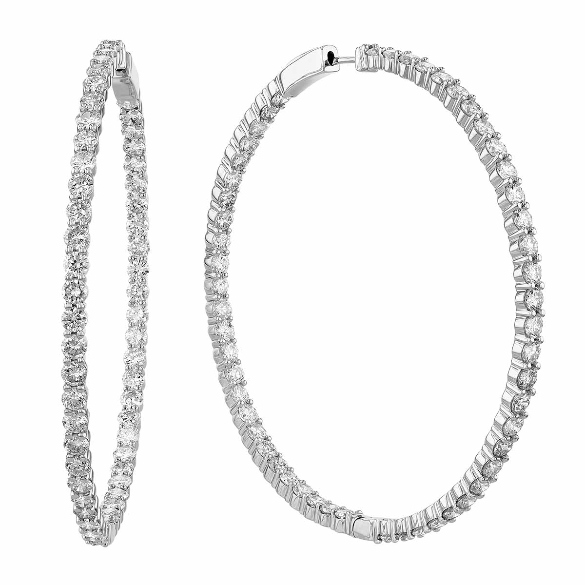 Diamond Inside Out Hoop Earrings in White Gold, 10.00 cttw