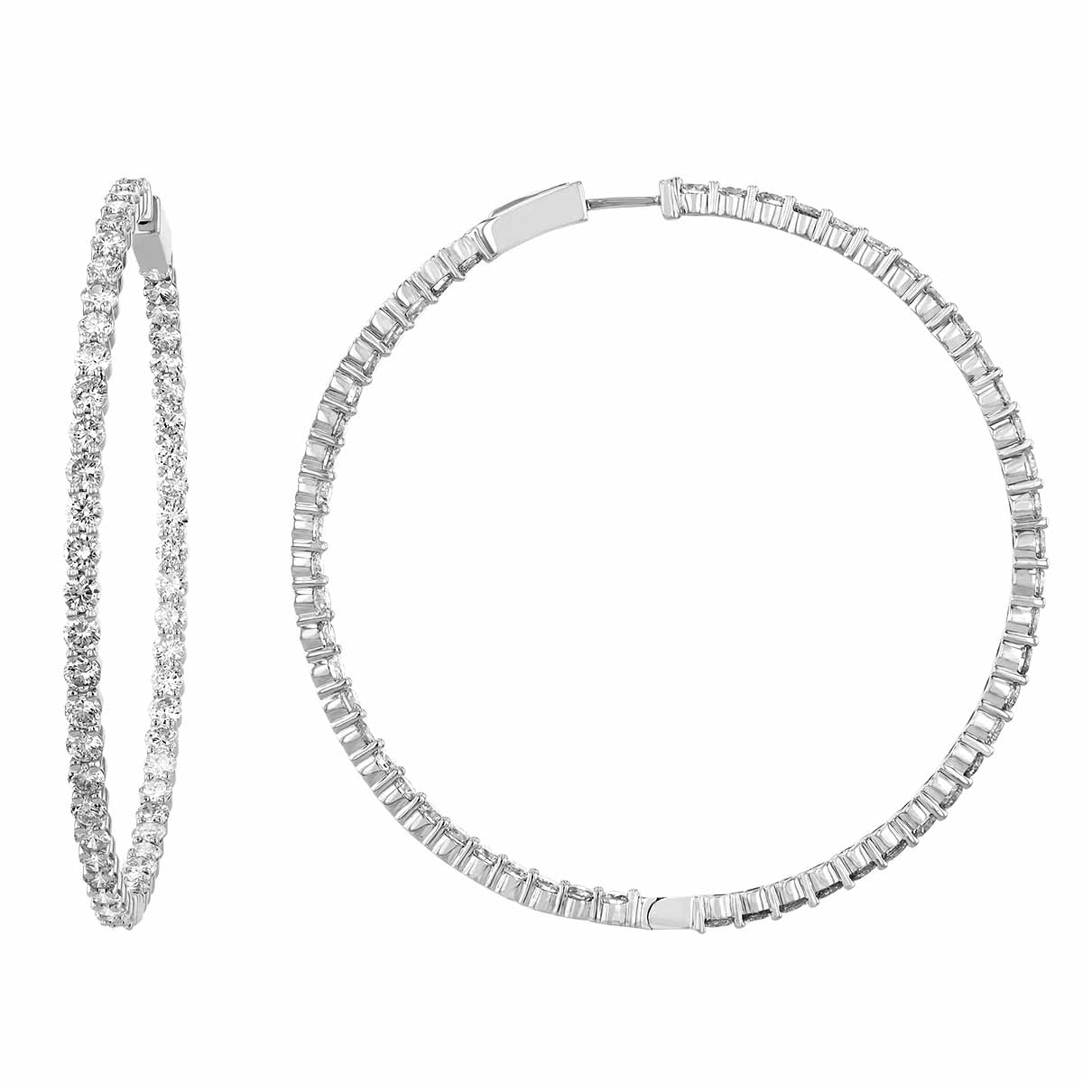Diamond Inside Out Hoop Earrings in White Gold, 10.00 cttw