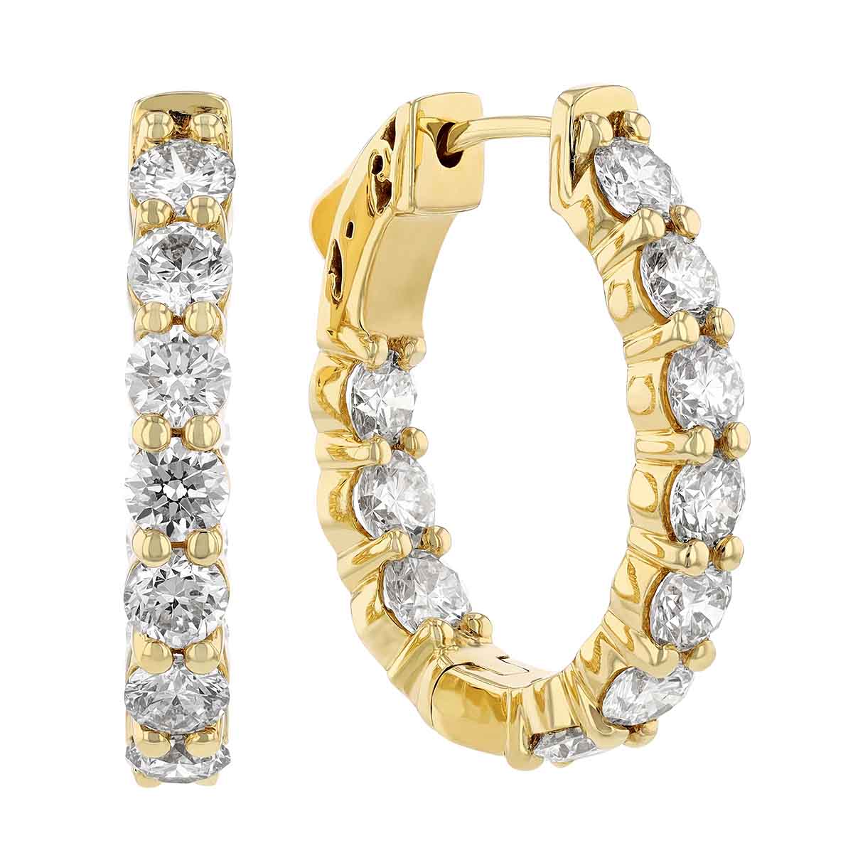 Diamond Inside Out Hoop Earrings in Yellow Gold, 4.00 cttw | Borsheims