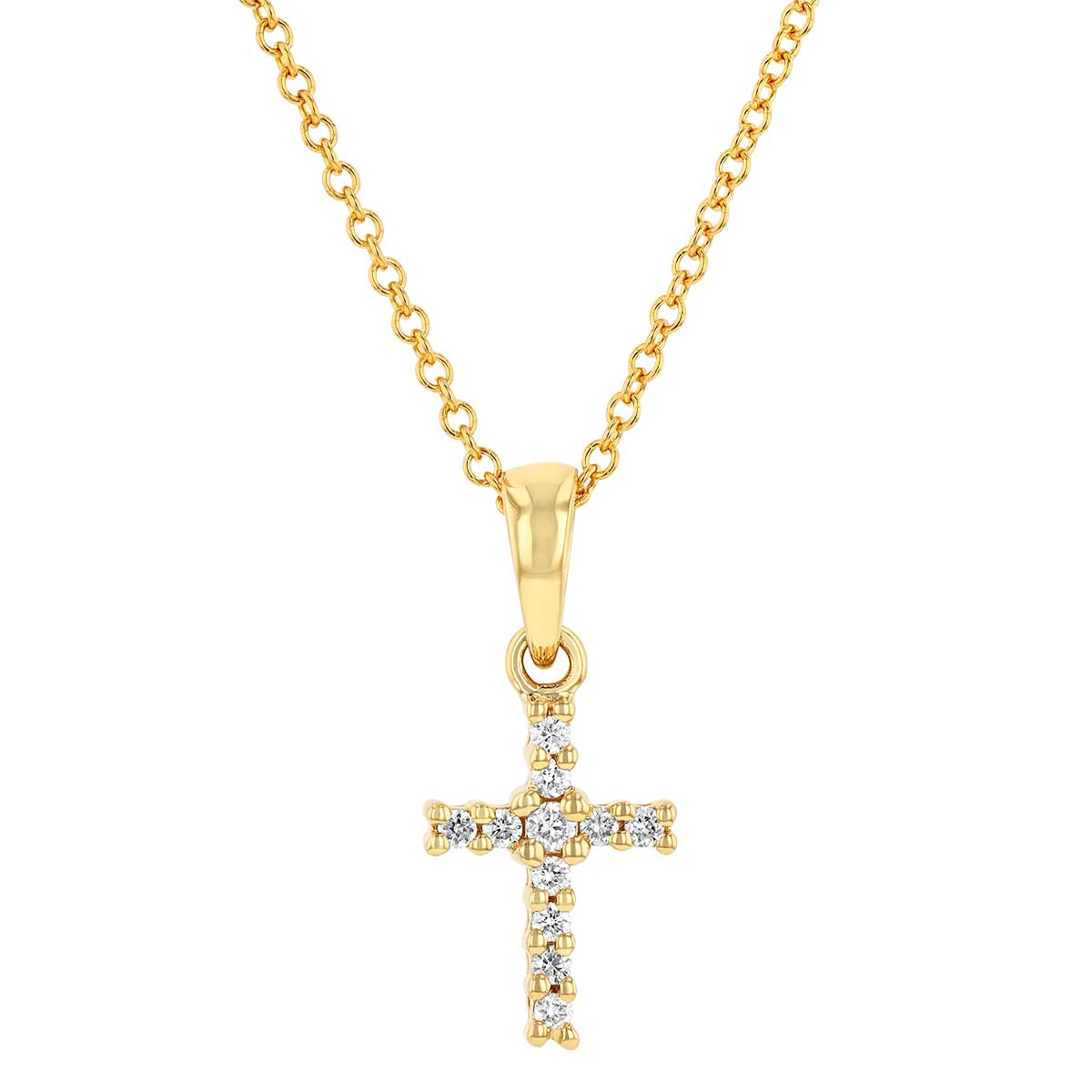 Diamond Cross Pendant in Yellow Gold, 0.10 cttw | Borsheims