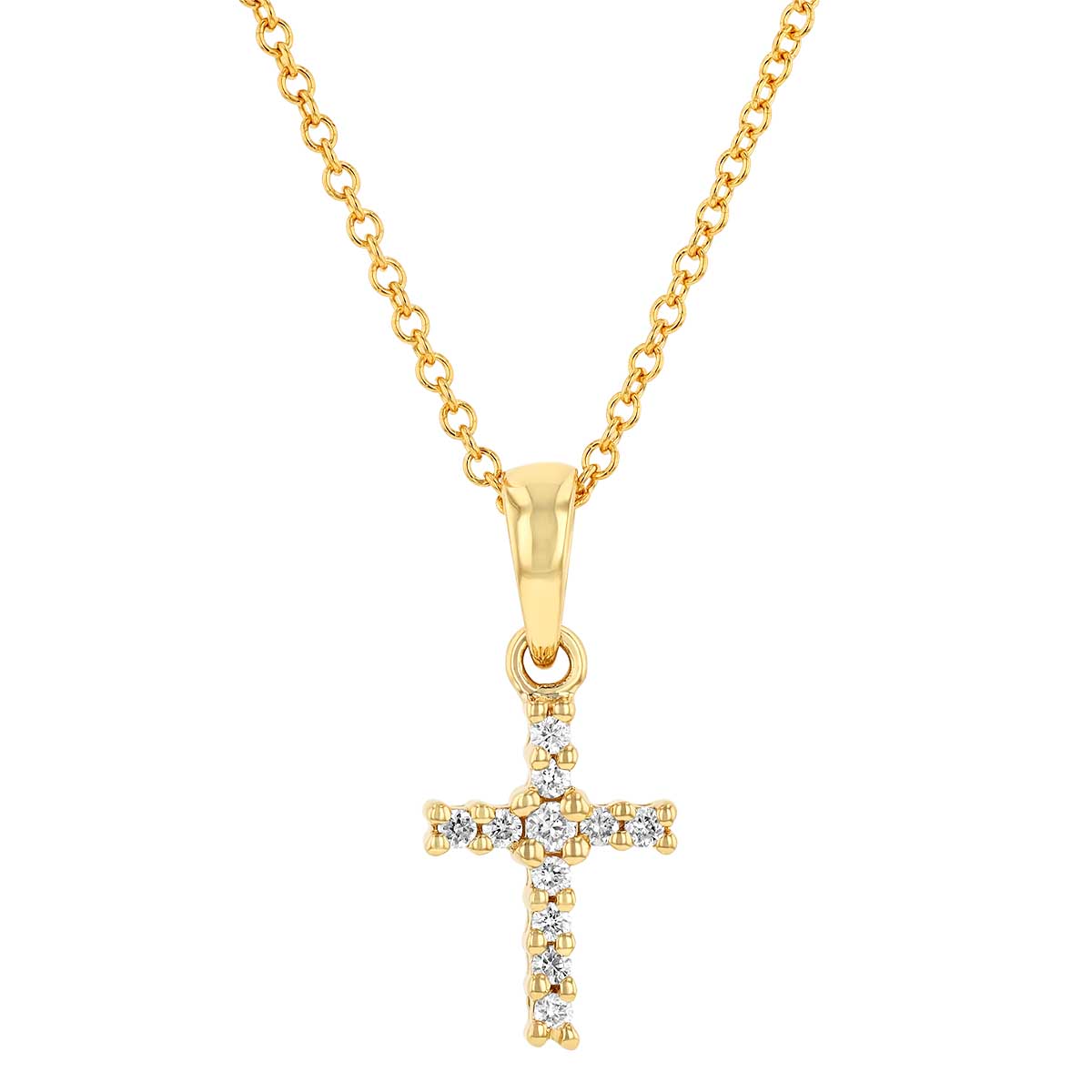 Diamond Cross Pendant in Yellow Gold, 0.10 cttw