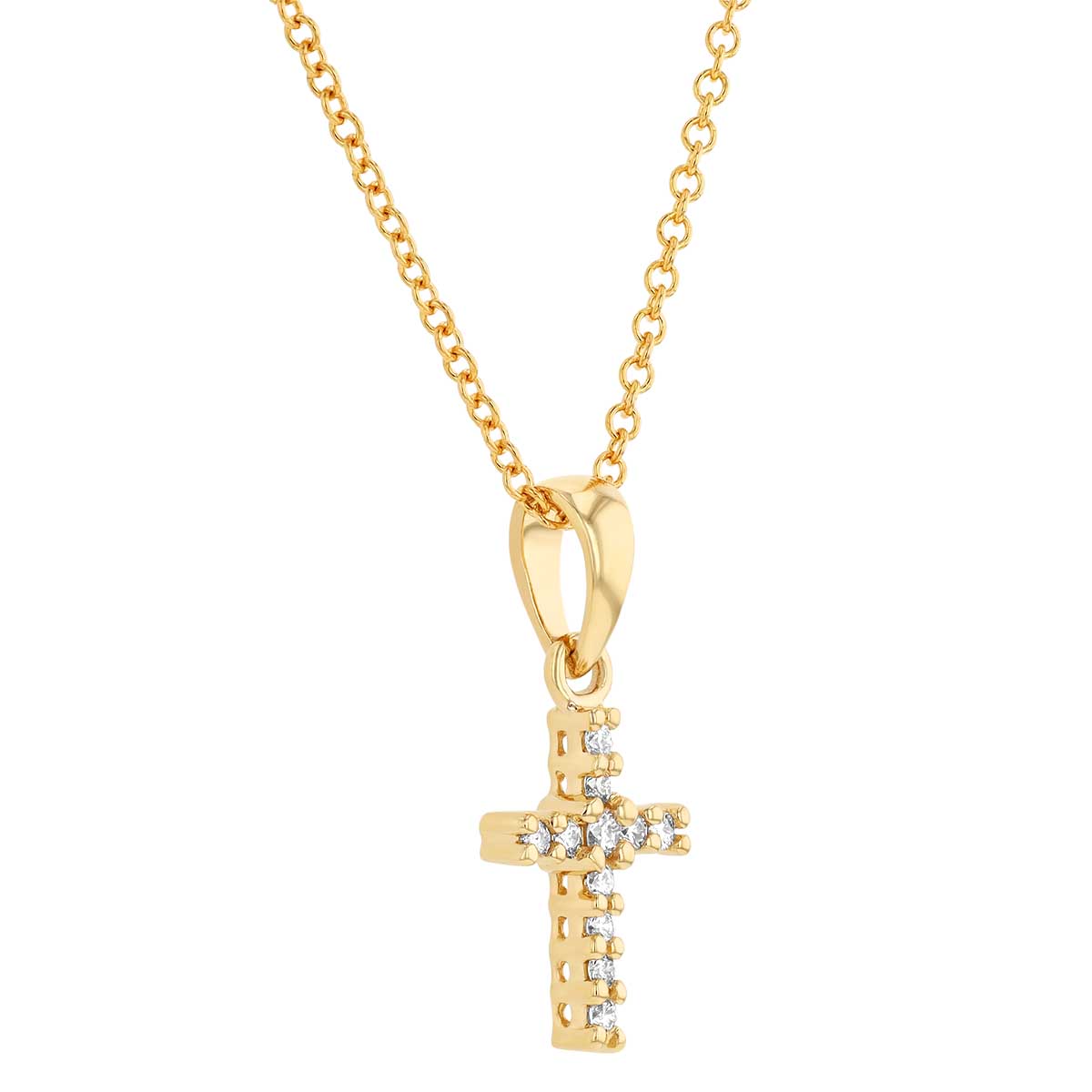 Diamond Cross Pendant in Yellow Gold, 0.10 cttw