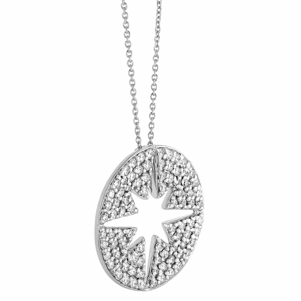 Roberto Coin Diamond Pavé Starburst Cutout Disc Pendant in White Gold, 18