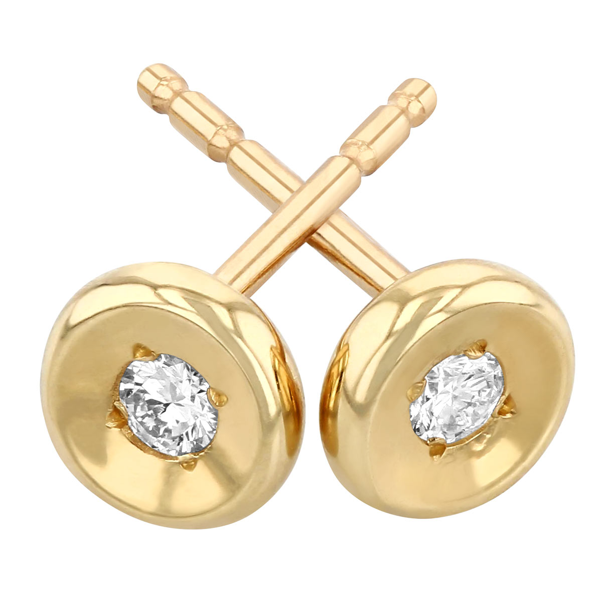 Roberto Coin Diamond Button Stud Earrings in Yellow Gold