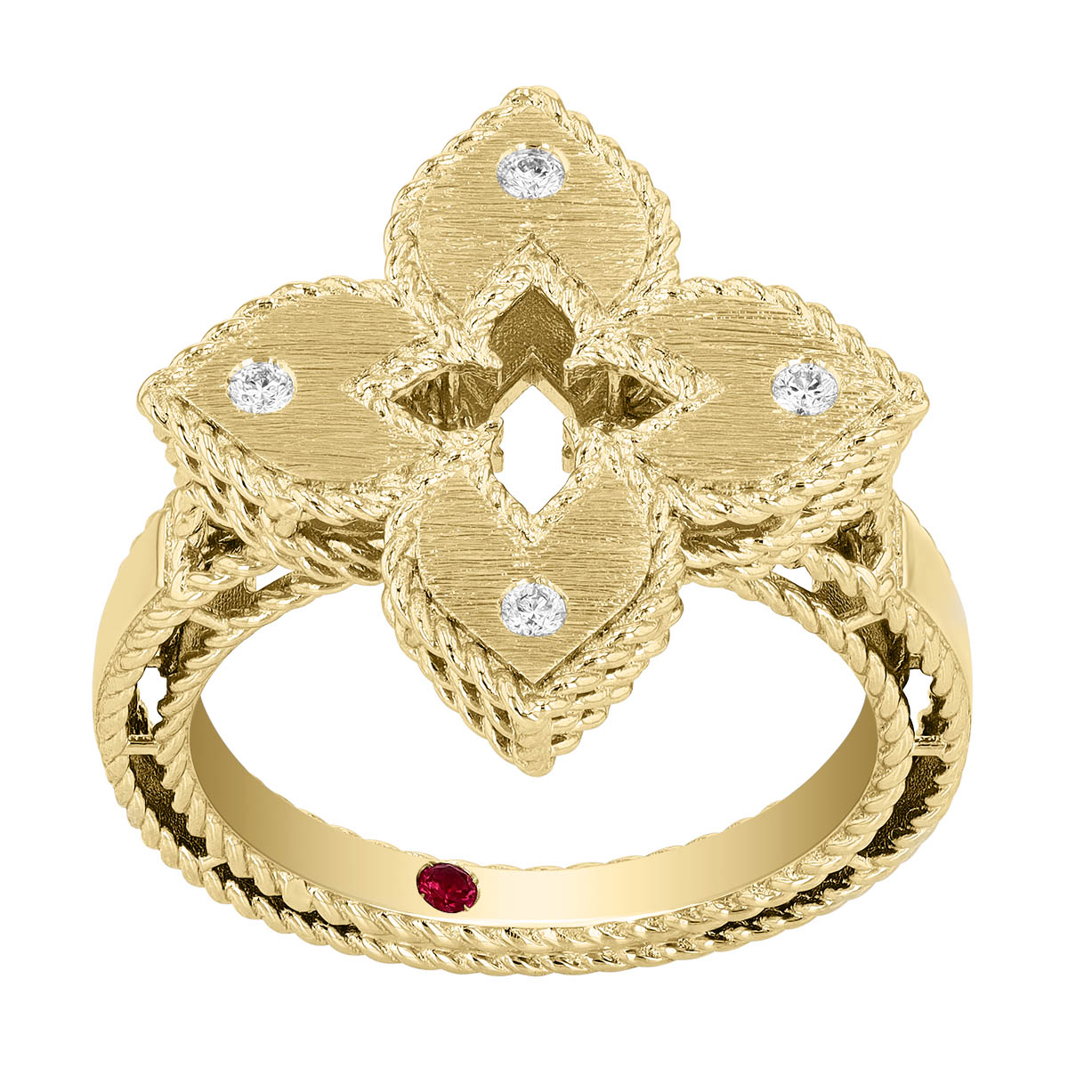 Roberto Coin Venetian Princess Diamond Flower Ring in 18K Gold