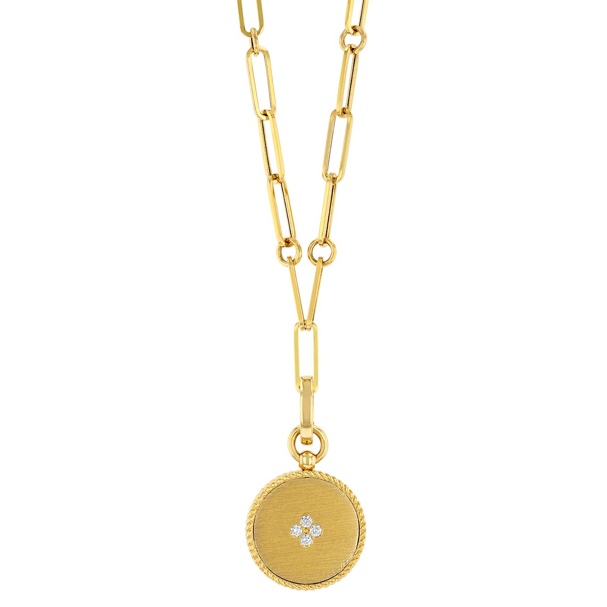 Roberto Coin Diamond & Mother of Pearl Medallion Pendant in Yellow Gold, 20