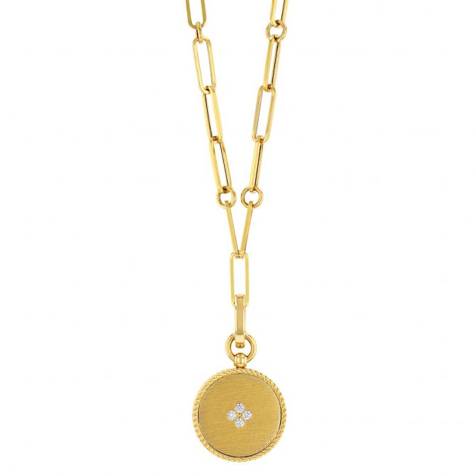 Roberto Coin Diamond & Mother of Pearl Medallion Pendant in Yellow Gold, 20"