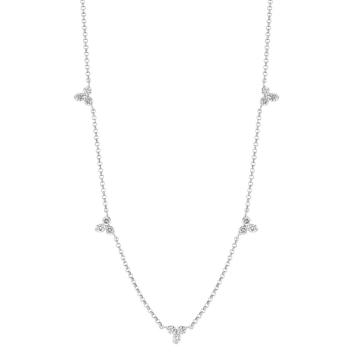 Roberto Coin Diamonds By The Inch Diamond Trio 5 Station Necklace in White Gold, 18