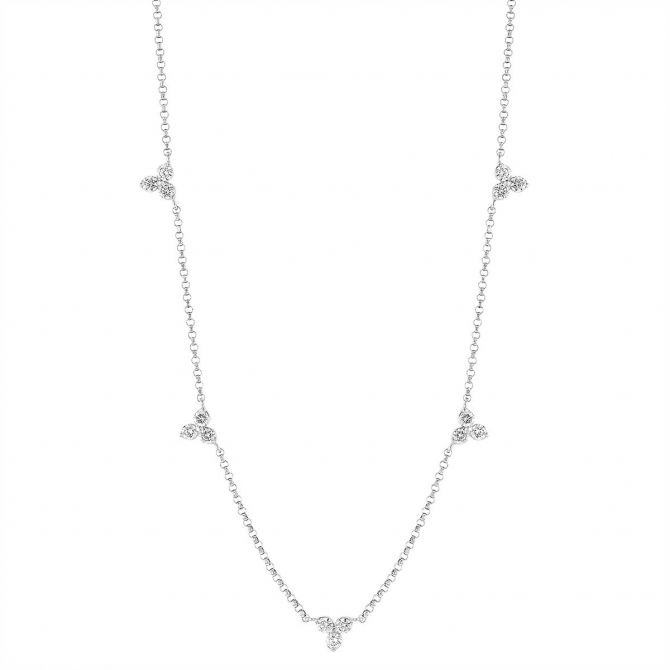 Roberto Coin Diamonds By The Inch Diamond Trio 5 Station Necklace in White Gold, 18"