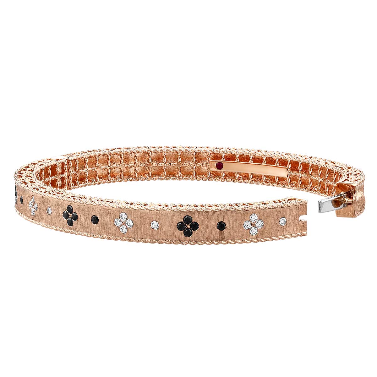 Roberto Coin Venetian Princess Black & White Diamond Bangle Bracelet in Rose Gold