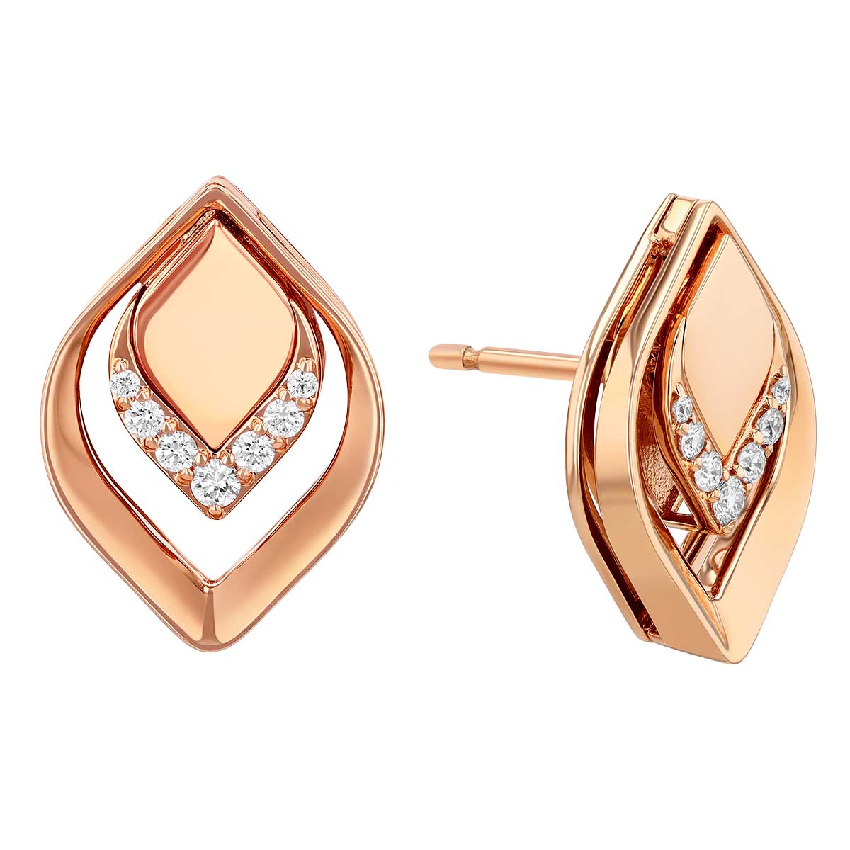 Enchanting White and Rose Gold Diamond Hoop Earrings