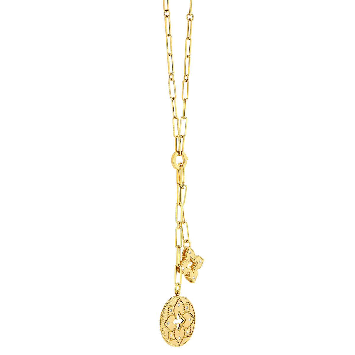 Roberto Coin Venetian Princess Double Lariat Necklace in Yellow Gold with Diamonds