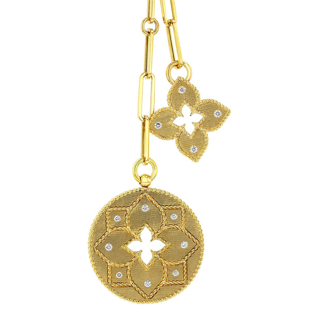 Roberto Coin Venetian Princess Double Lariat Necklace in Yellow Gold with Diamonds