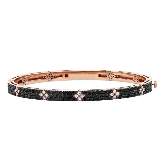 Roberto Coin Love in Verona Black & White Diamond Bangle Bracelet in Rose Gold