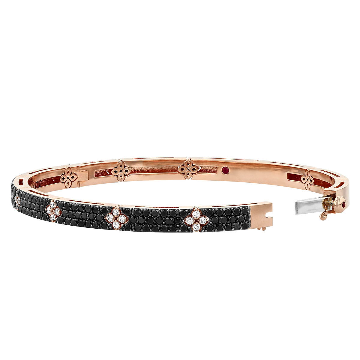 Roberto Coin Love in Verona Black & White Diamond Bangle Bracelet in Rose Gold