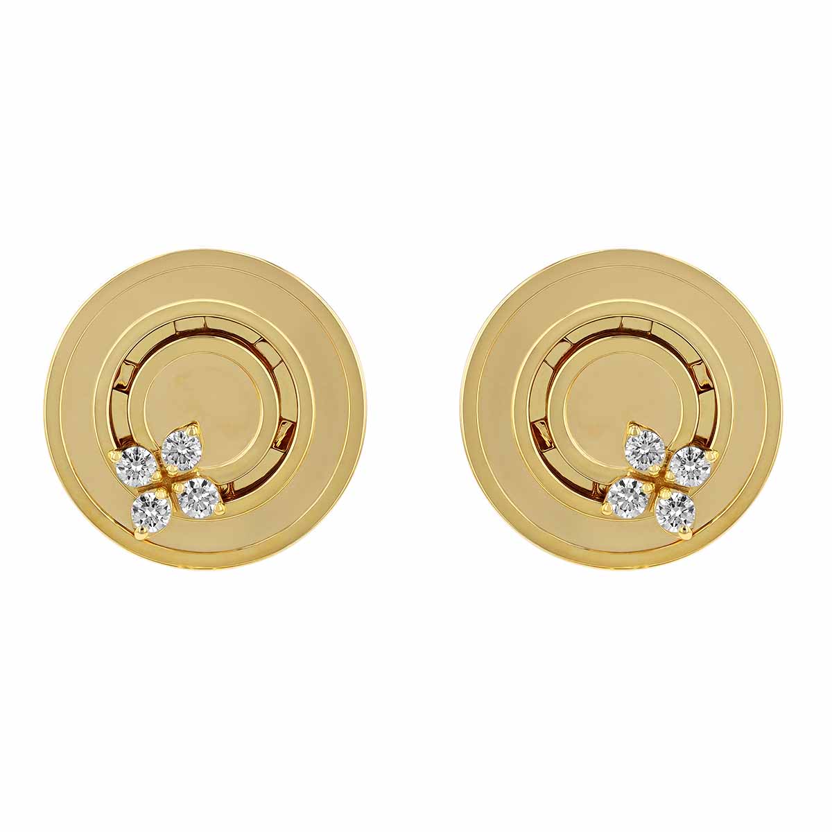 Roberto Coin Love in Verona Yellow Gold Disc Stud Earrings with Diamonds