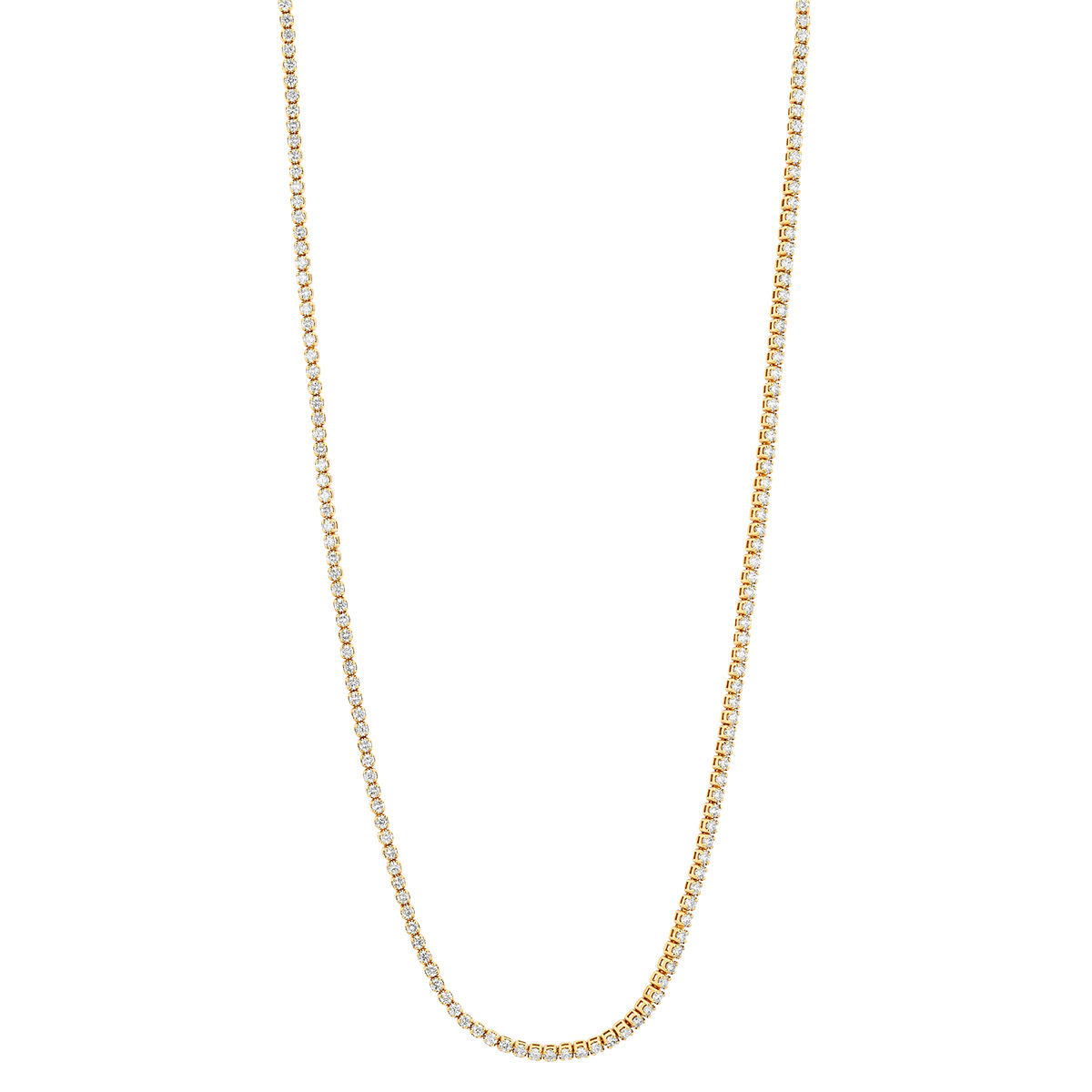 Round Diamond Tennis Necklace in Yellow Gold, 14