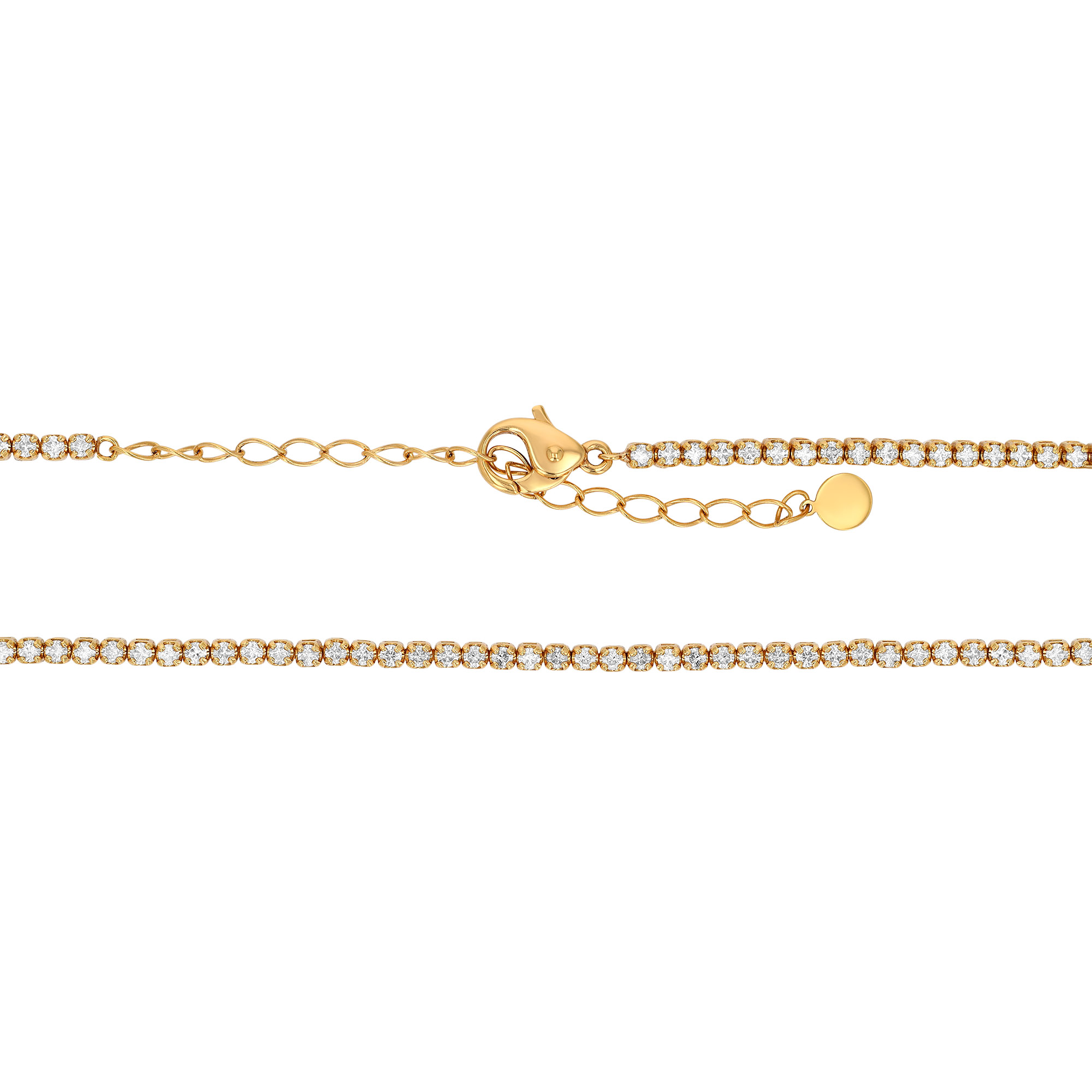 Round Diamond Tennis Necklace in Yellow Gold, 14