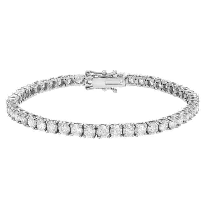 Round Diamond 4-Prong Tennis Bracelet in White Gold, 8.36 cttw