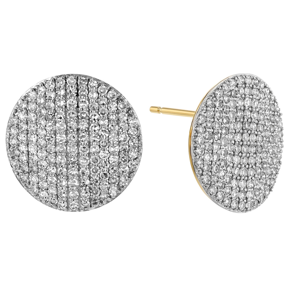 Phillips House Affair Infinity Diamond Pavé Disc Stud Earrings in Yellow Gold
