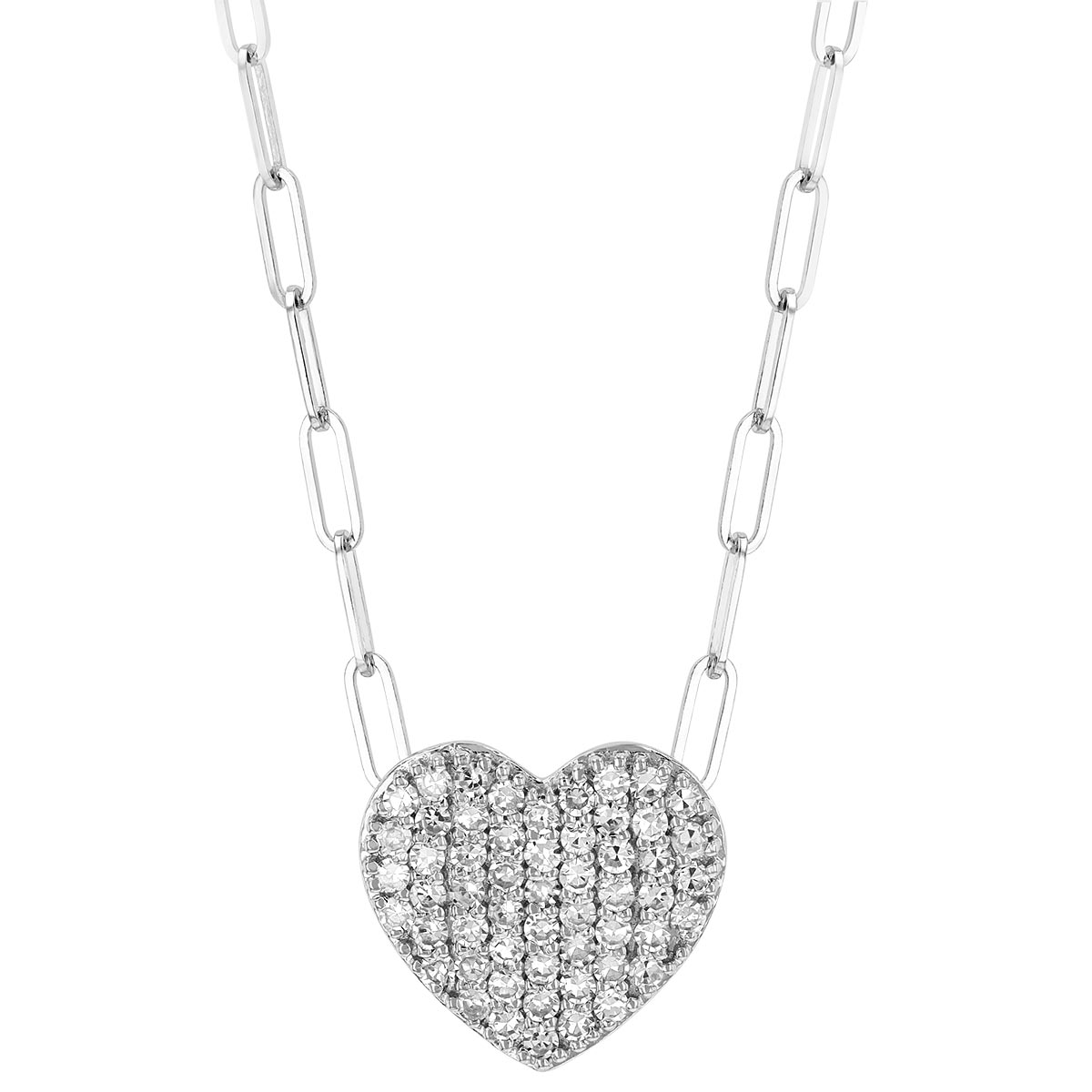 Phillips House Mini Infinity Diamond Pavé Heart Necklace in White Gold, 18