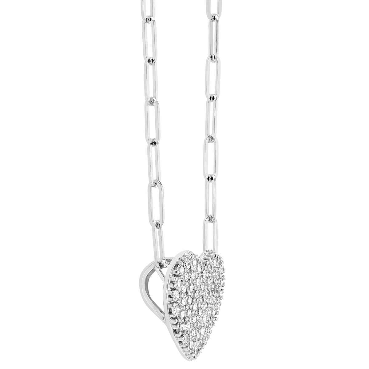Phillips House Mini Infinity Diamond Pavé Heart Necklace in White Gold, 18