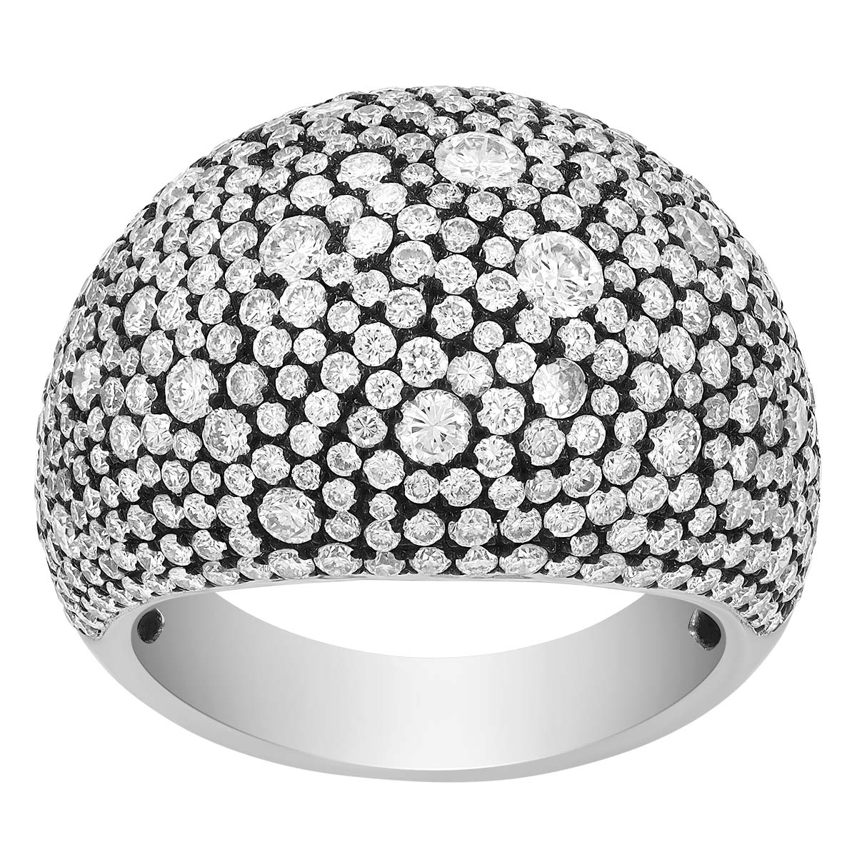 TARA Pearls Diamond Pave Dome Wide Bang Ring in White Gold