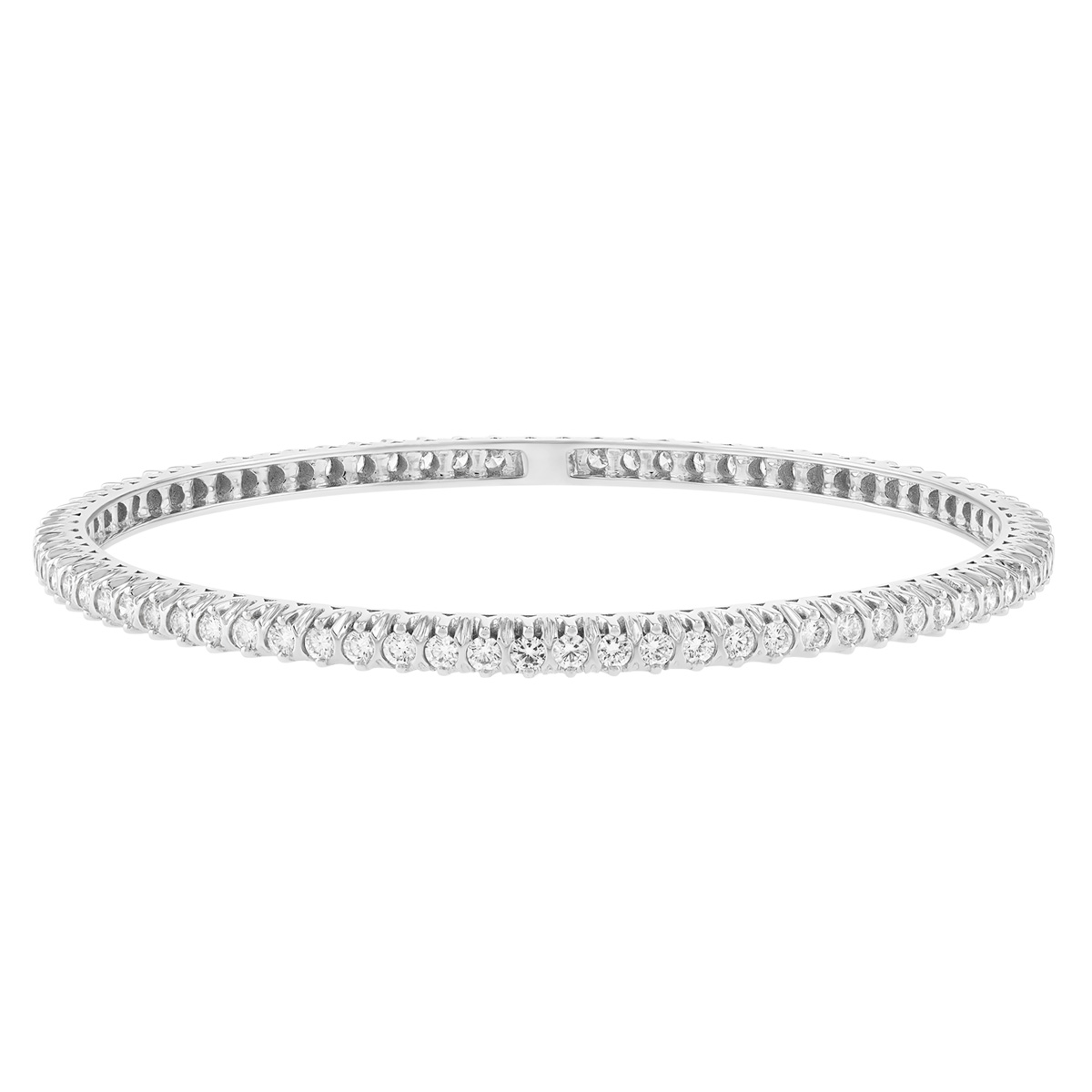 TARA Pearls Round Diamond Tennis Bangle Bracelet in White Gold, 3.52 cttw
