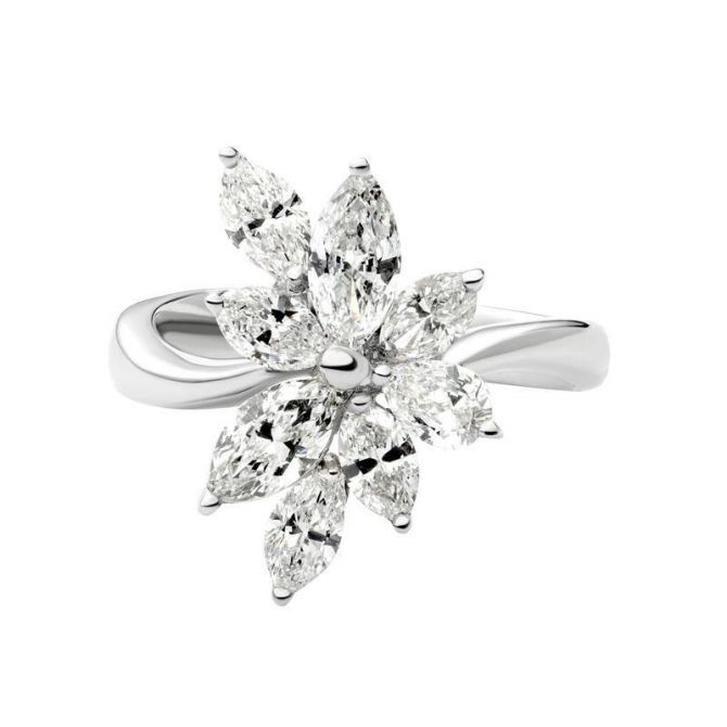 Diamond Floral Cluster Ring in White Gold