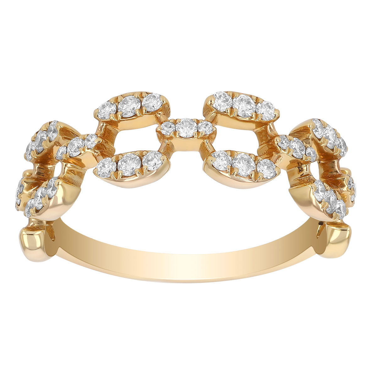 Diamond Open Link Pattern Ring in Yellow Gold