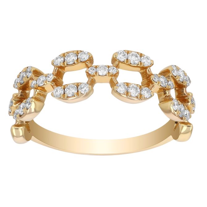 Diamond Open Link Pattern Ring in Yellow Gold