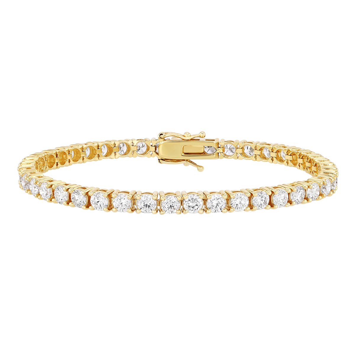 Round Diamond 4 Prong Tennis Bracelet in Yellow Gold, 7