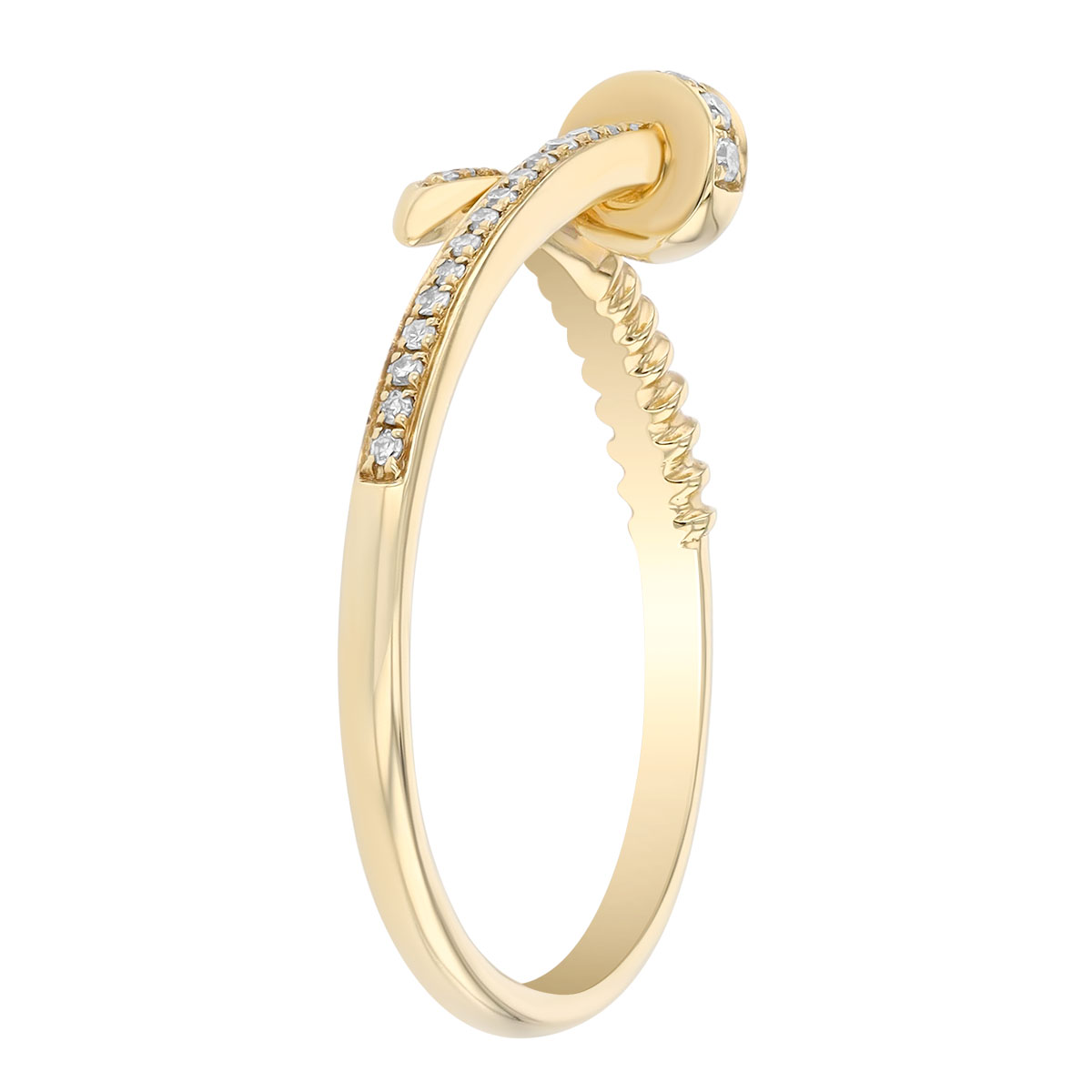 Diamond Nail Bypass Ring in Yellow Gold