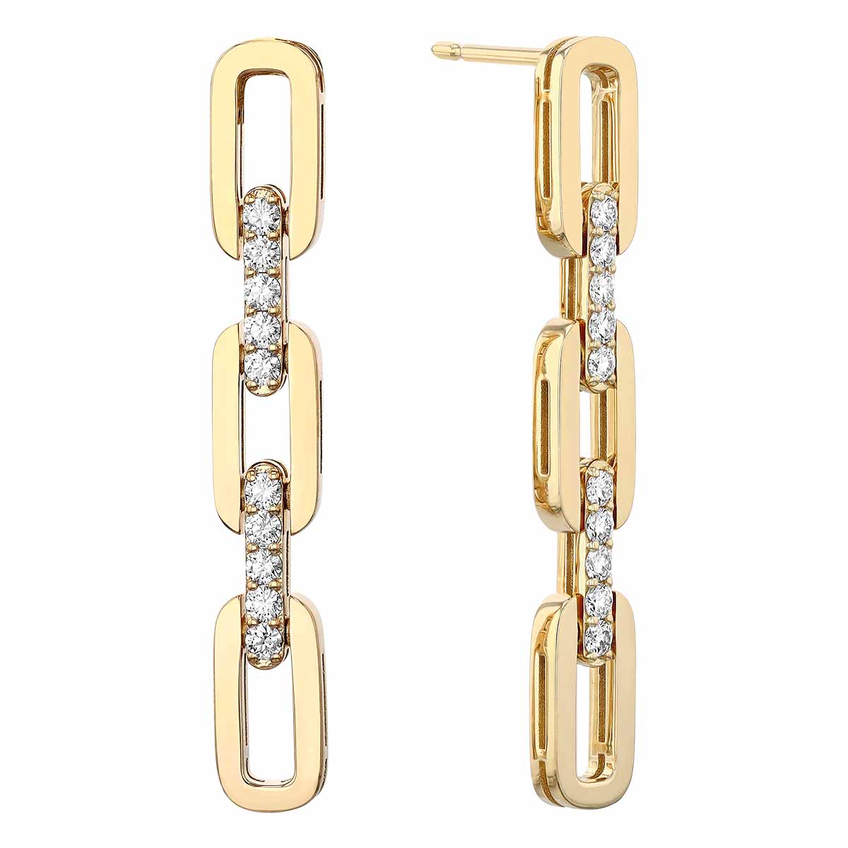 Roberto Coin Navarra Yellow Gold Diamond Link Dangle Earrings