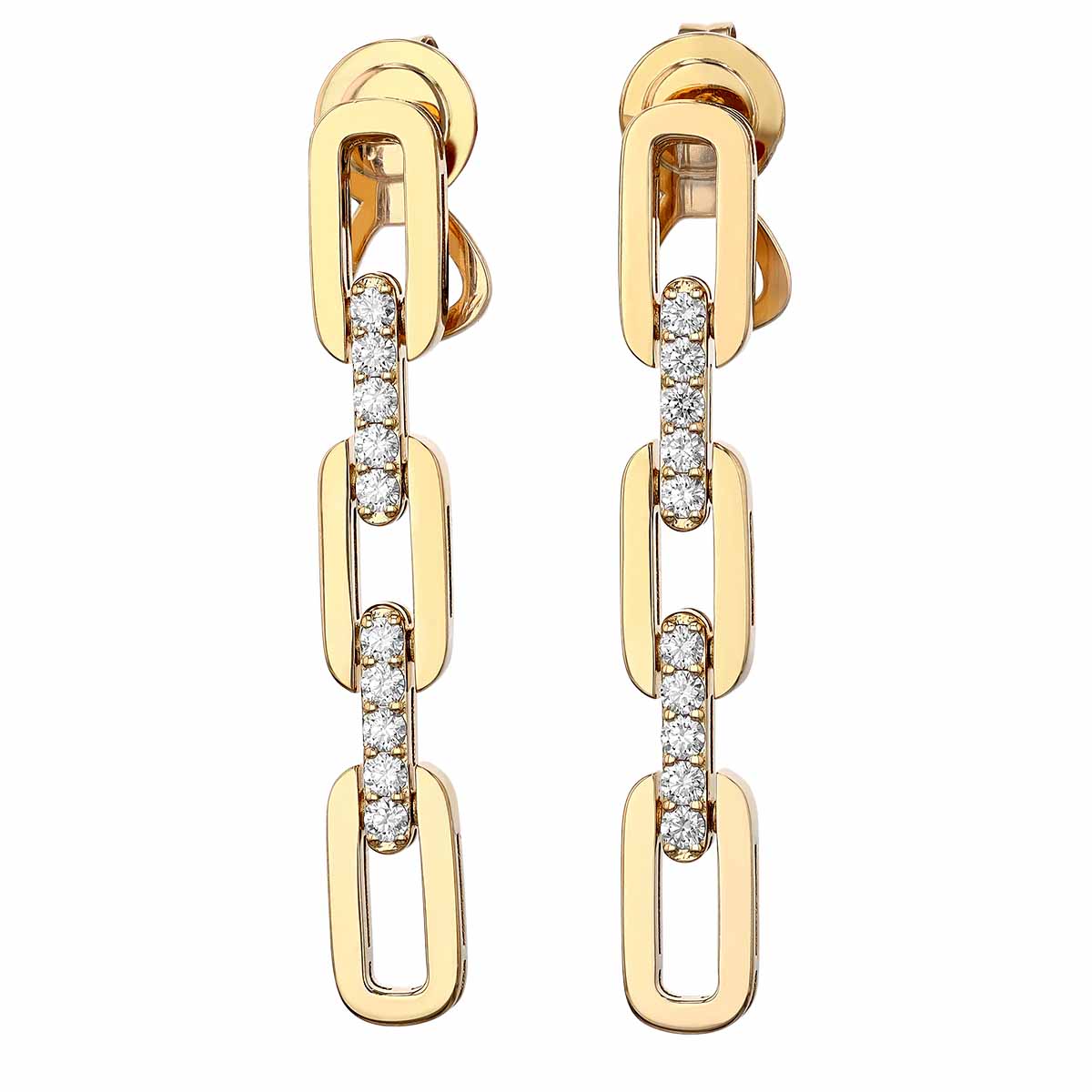 Roberto Coin Navarra Yellow Gold Diamond Link Dangle Earrings