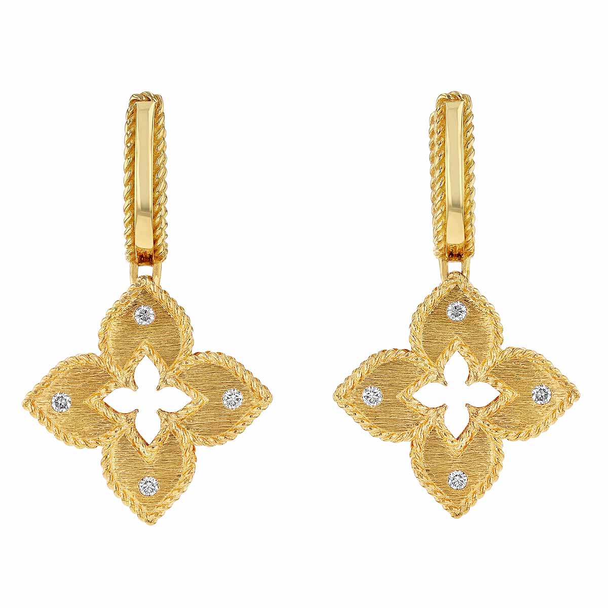 Roberto Coin Venetian Princess Diamond Drop Earrings in Yellow Gold
