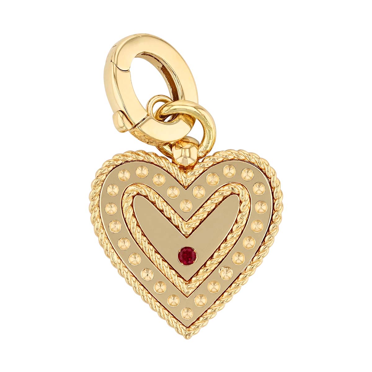 Roberto Coin Small Heart Medallion Pendant Charm with Scattered Diamonds in Yellow Gold