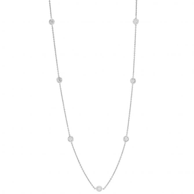 Roberto Coin Diamonds by the Inch Station Necklace in White Gold 36", 3.04 cttw