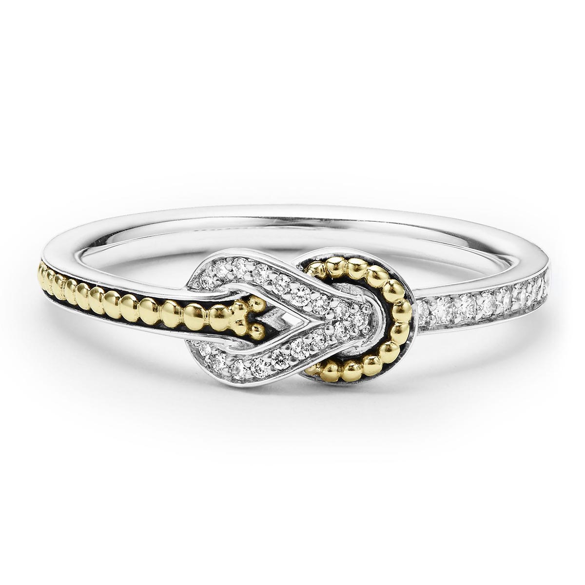 LAGOS Newport Petite Two Tone Knot Diamond Ring, Size 7