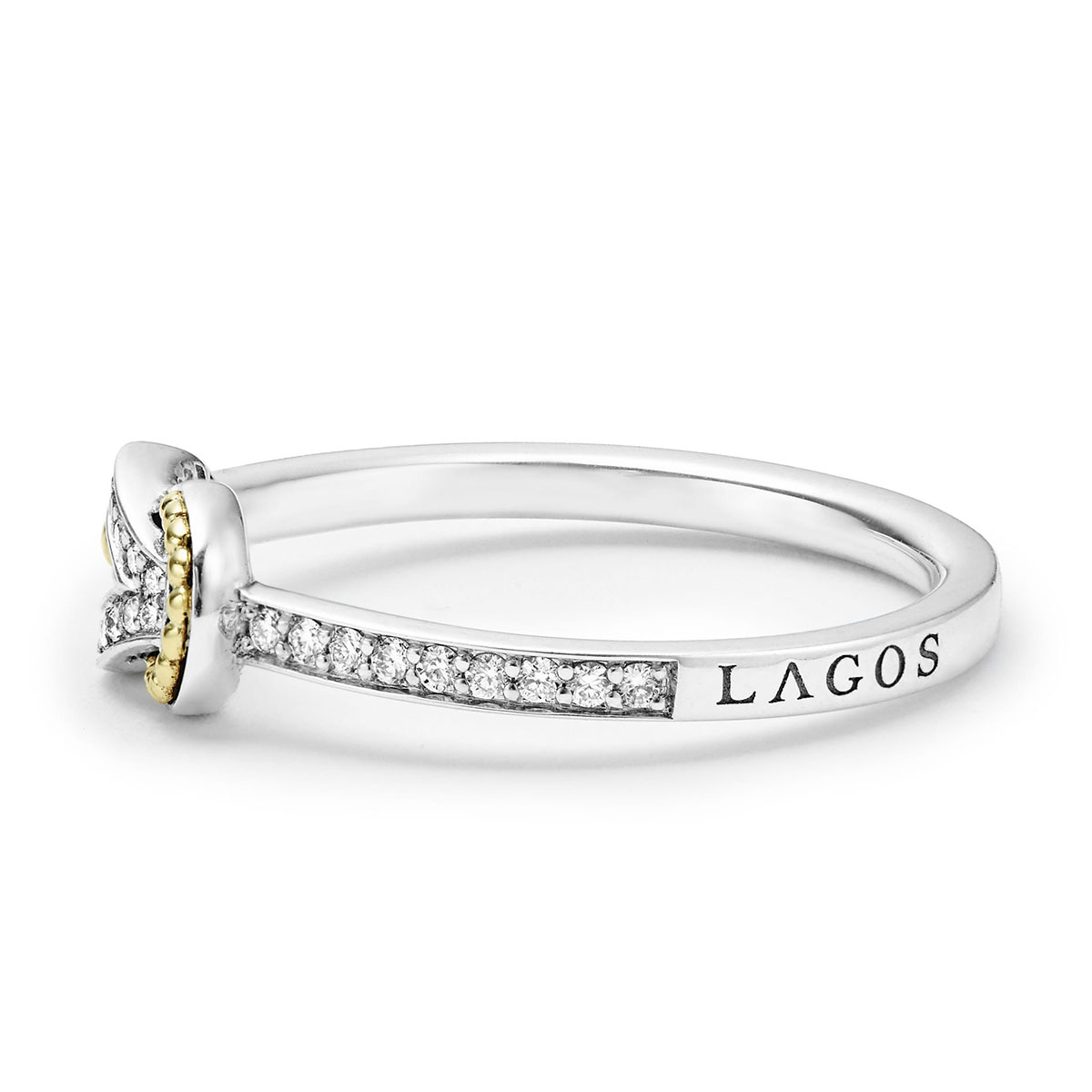 LAGOS Newport Petite Two Tone Knot Diamond Ring, Size 7