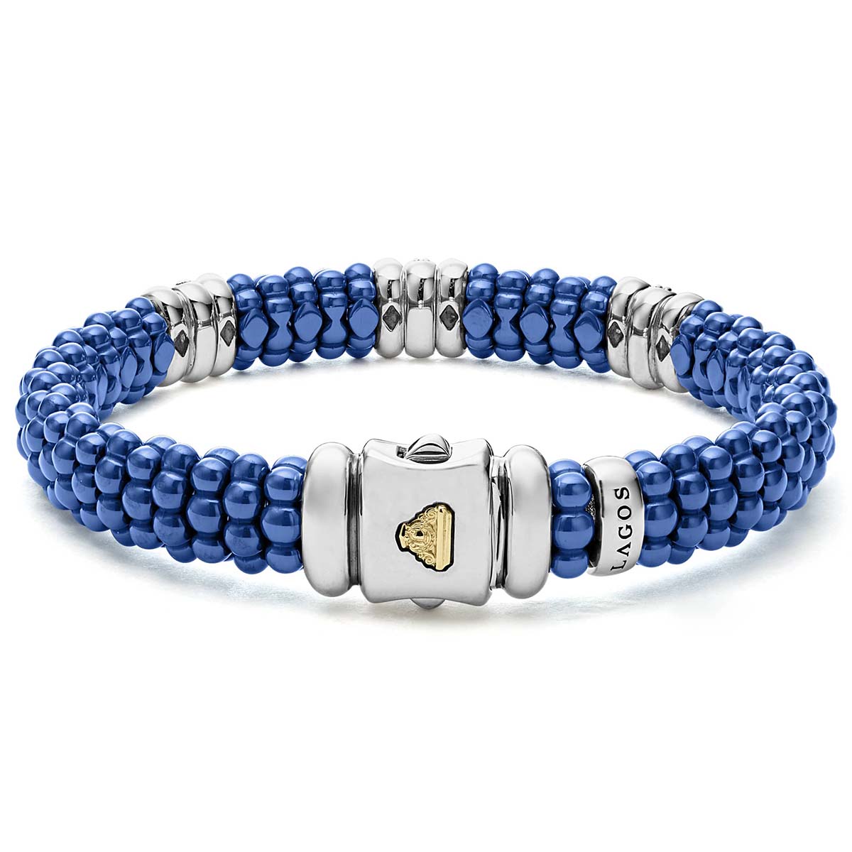 LAGOS Blue Caviar 3 Station Diamond & Ceramic Bracelet